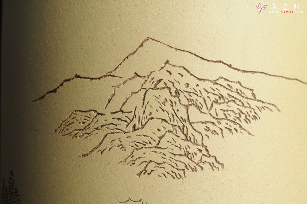 紫砂壶图片：美筒特惠 精品山水高帽笔筒五式  老师不打草稿直接空刻 一气呵成 - 全手工紫砂壶网