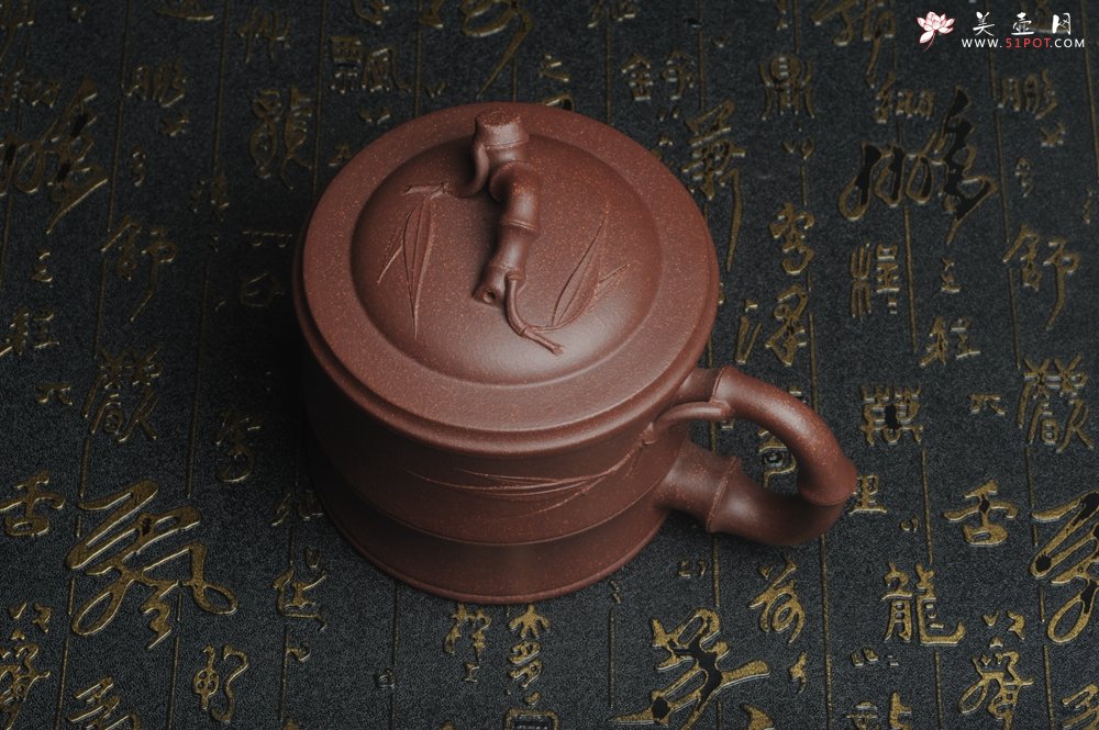 紫砂壶图片：美杯特惠 优质紫泥精工竹节盖杯 - 全手工紫砂壶网
