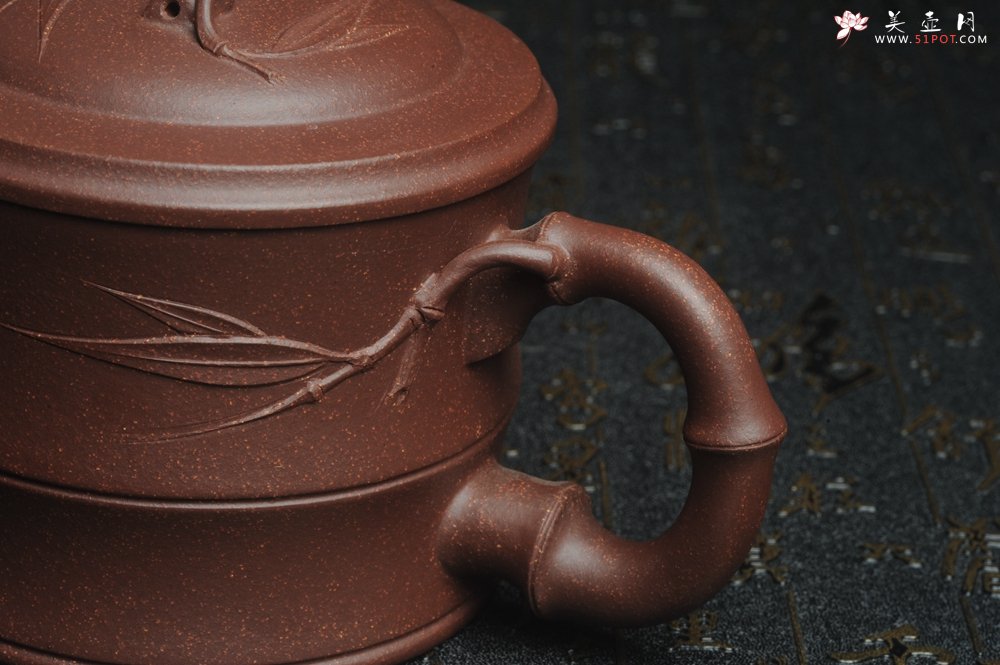 紫砂壶图片：美杯特惠 优质紫泥精工竹节盖杯 - 全手工紫砂壶网