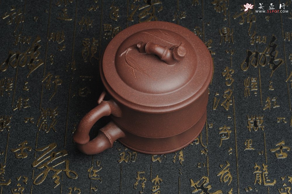 紫砂壶图片：美杯特惠 优质紫泥精工竹节盖杯 - 全手工紫砂壶网