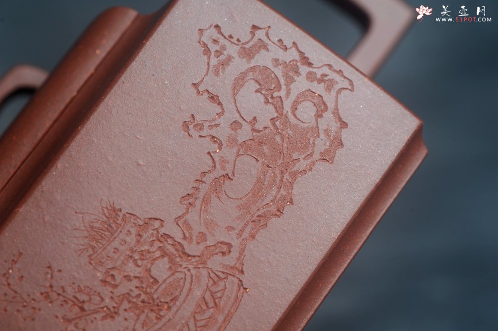 紫砂壶图片：全手工优质底槽清精致亚明四方壶 装饰清供图 特文气 - 全手工紫砂壶网