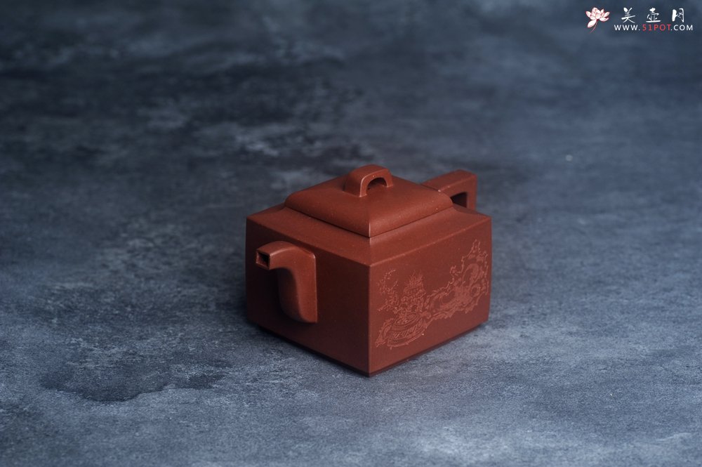 紫砂壶图片：全手工优质底槽清精致亚明四方壶 装饰清供图 特文气 - 全手工紫砂壶网