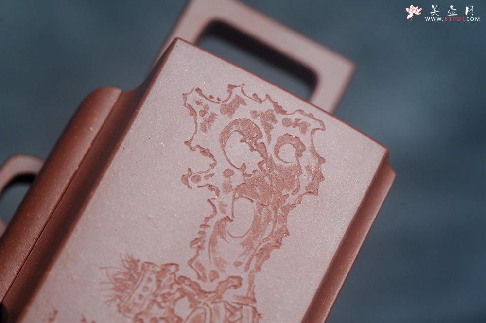 紫砂壶图片：全手工优质底槽清精致亚明四方壶 装饰清供图 特文气 - 全手工紫砂壶网