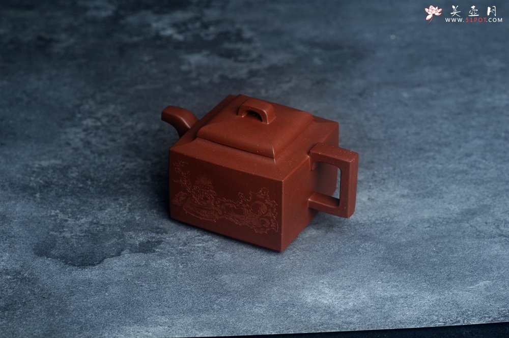 紫砂壶图片：全手工优质底槽清精致亚明四方壶 装饰清供图 特文气 - 全手工紫砂壶网