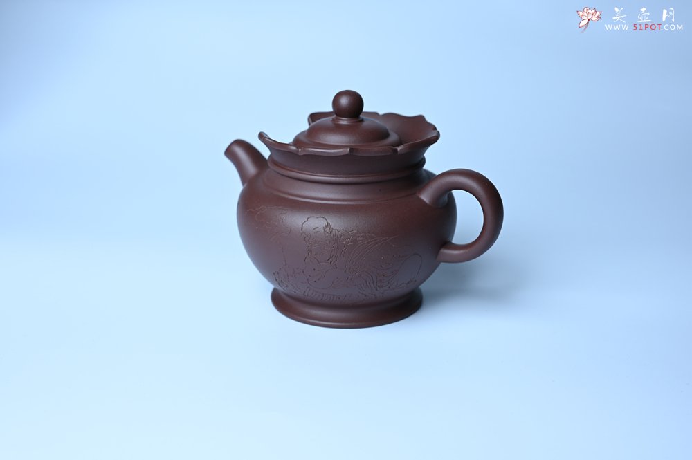 紫砂壶图片：实力派工艺师周斌 老紫泥精工僧帽壶 - 全手工紫砂壶网