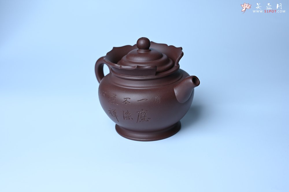 紫砂壶图片：实力派工艺师周斌 老紫泥精工僧帽壶 - 全手工紫砂壶网