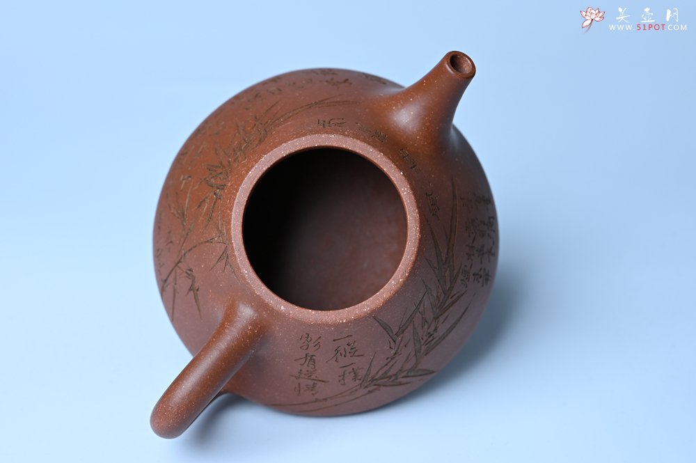 紫砂壶图片：潜力股周小培全手工降坡泥子冶石瓢 范小君徒杨志超装饰竹 特文气 - 全手工紫砂壶网