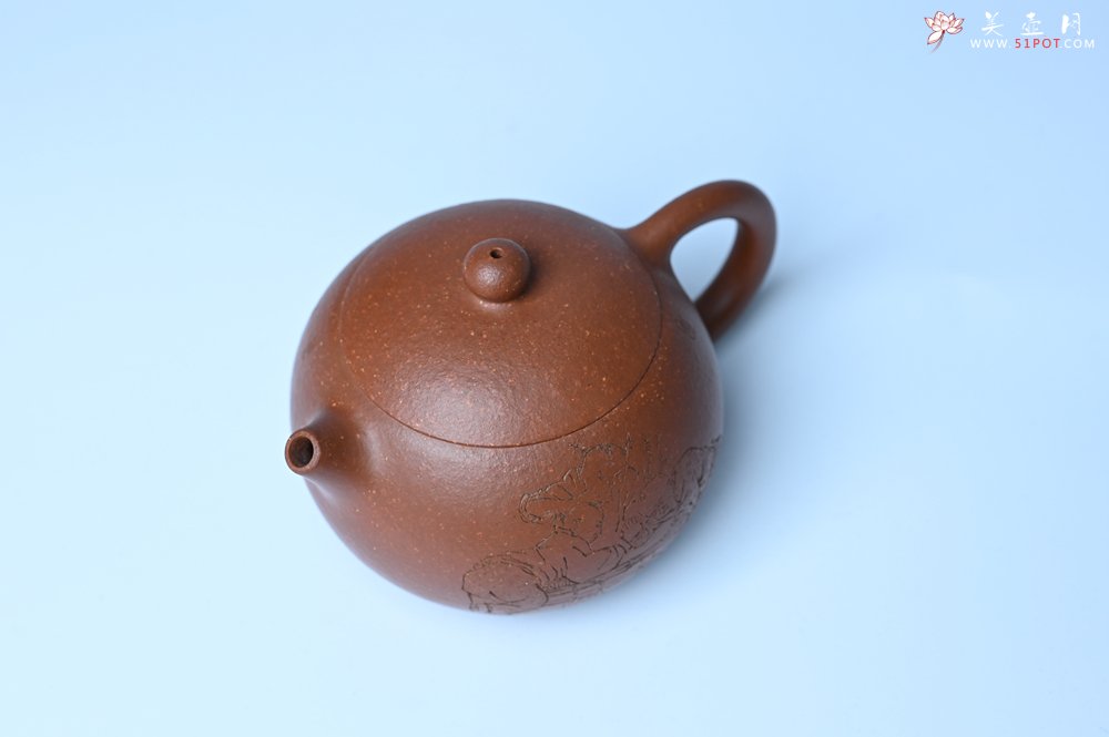 紫砂壶图片：油润降坡泥全手工小品西施壶  装饰童子图 天真无邪 - 全手工紫砂壶网