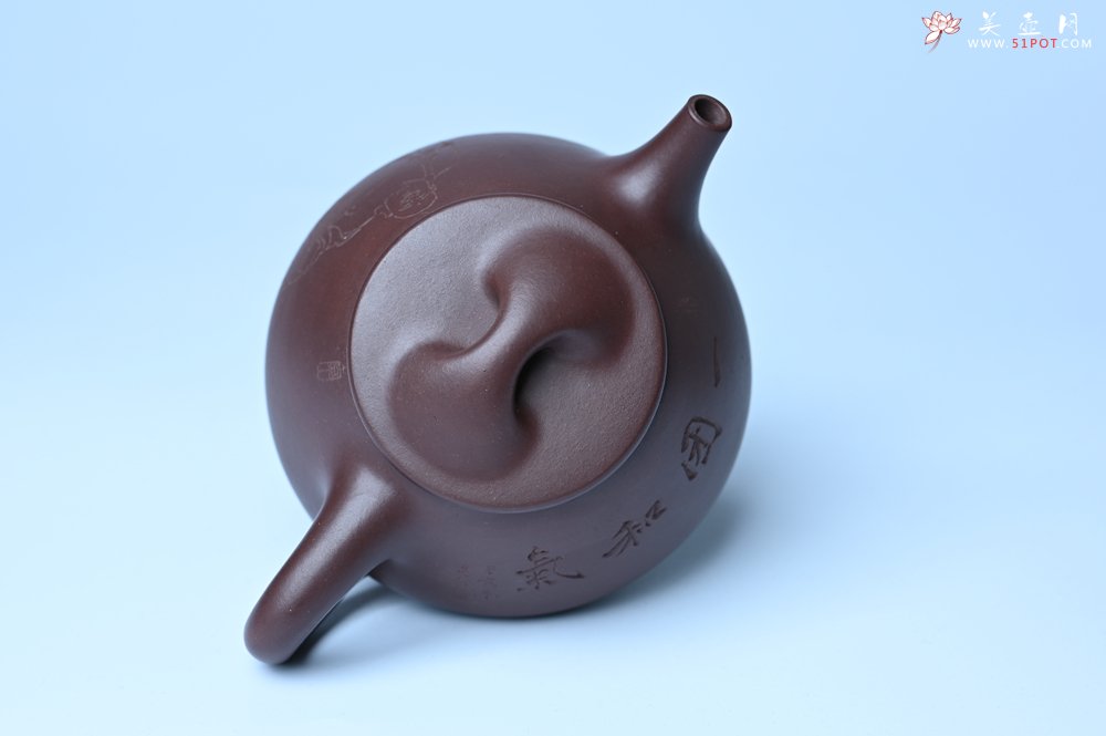 紫砂壶图片：油润底曹青 全手工景舟小石瓢 装饰人物 特文气 - 全手工紫砂壶网