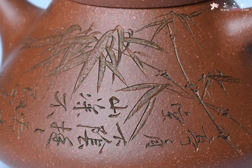 紫砂壶图片：潜力股周小培全手工降坡泥子冶石瓢 范小君徒杨志超装饰竹 特文气 - 全手工紫砂壶网