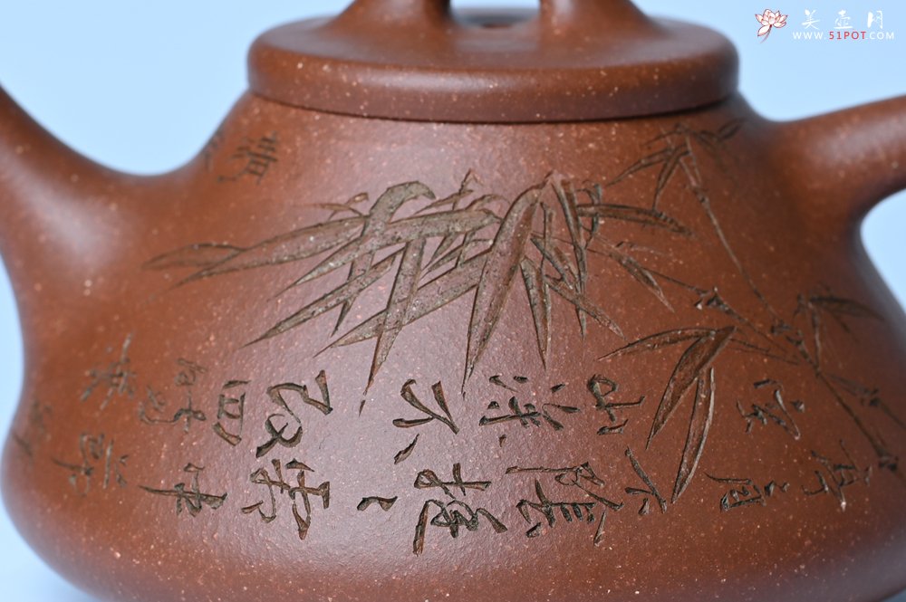 紫砂壶图片：潜力股周小培全手工降坡泥子冶石瓢 范小君徒杨志超装饰竹 特文气 - 全手工紫砂壶网