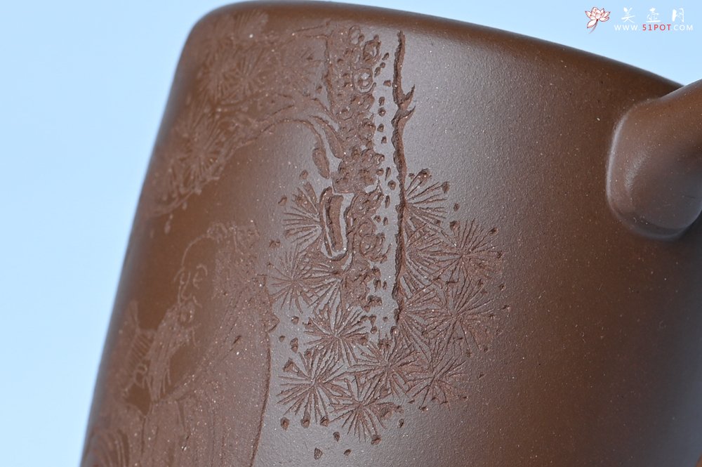 紫砂壶图片：美壶特惠 潜力股王静然 优质紫泥双圈壶 兴来每独往 胜事空自知 装饰文雅 - 全手工紫砂壶网