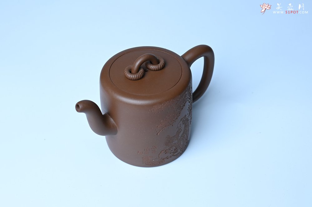紫砂壶图片：美壶特惠 潜力股王静然 优质紫泥双圈壶 兴来每独往 胜事空自知 装饰文雅 - 全手工紫砂壶网