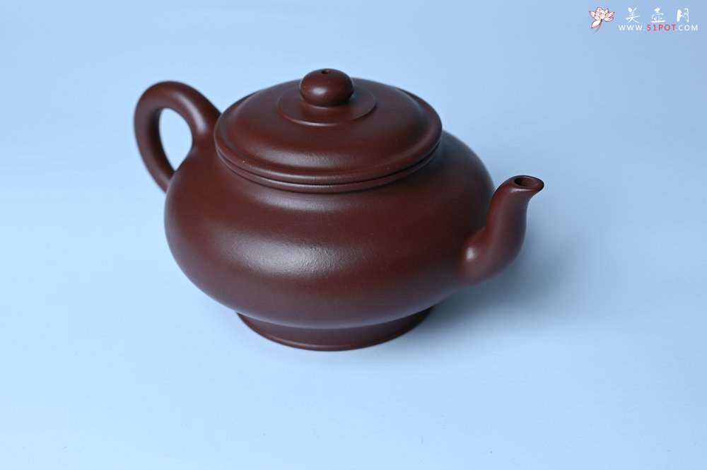 紫砂壶图片：油润黄龙山4号深井红皮龙 全手工摹顾景舟高虚扁 做工特好 - 全手工紫砂壶网