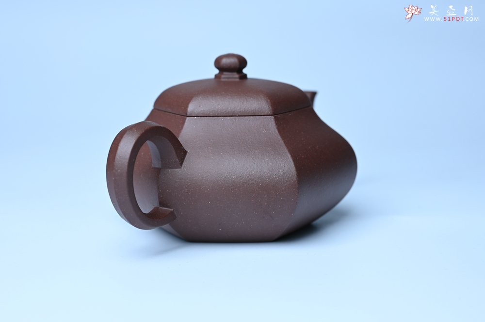 紫砂壶图片：美壶特惠 朱老师全手工六方君德壶 茶人醉爱 - 全手工紫砂壶网