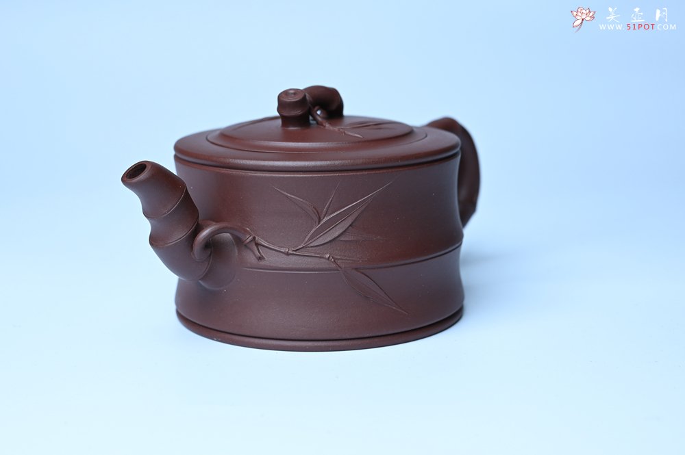 紫砂壶图片：美壶特惠 精致紫泥可心竹段壶 茶人醉爱 - 全手工紫砂壶网