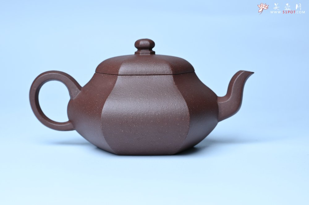 紫砂壶图片：美壶特惠 朱老师全手工六方君德壶 茶人醉爱 - 全手工紫砂壶网