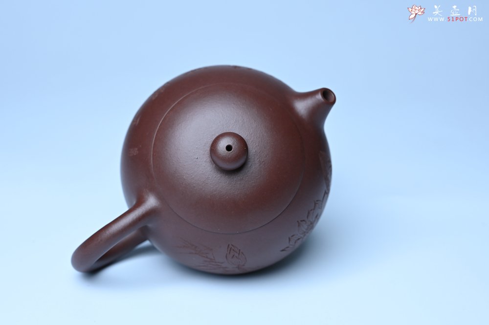 紫砂壶图片：油润底曹青 全手工西施茶壶 玉洁冰清 接天莲叶无穷碧 映日荷花别样红 - 全手工紫砂壶网