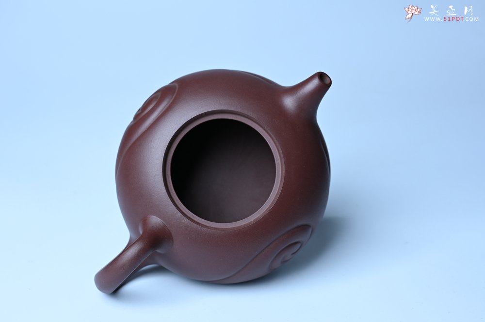 紫砂壶图片：美壶双11特惠 盖花泥 精工油润老紫泥如意半珠 茶人醉爱 - 全手工紫砂壶网