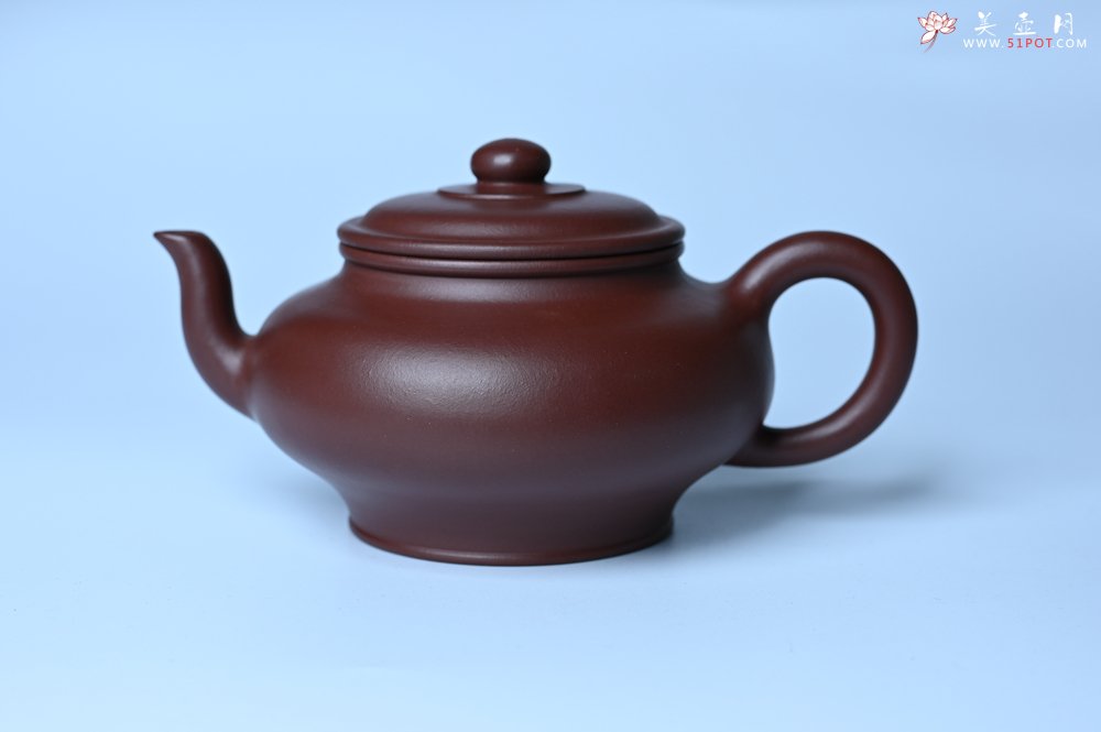 紫砂壶图片：油润黄龙山4号深井红皮龙 全手工摹顾景舟高虚扁 做工特好 - 全手工紫砂壶网