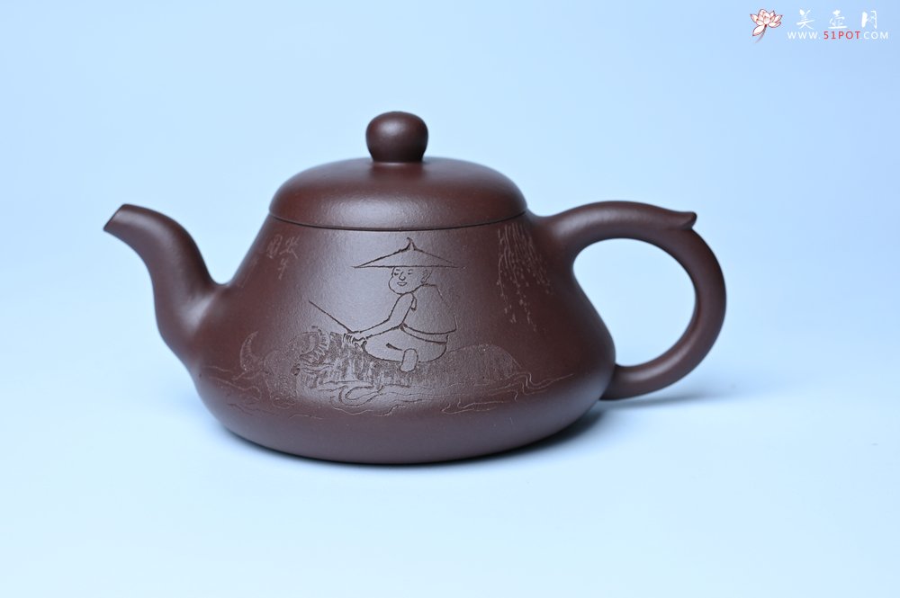 紫砂壶图片：潜力股周小培老师全手工底槽青缘德壶（借问酒家何处有）牧童遥指杏花村 期待与您结缘 - 全手工紫砂壶网