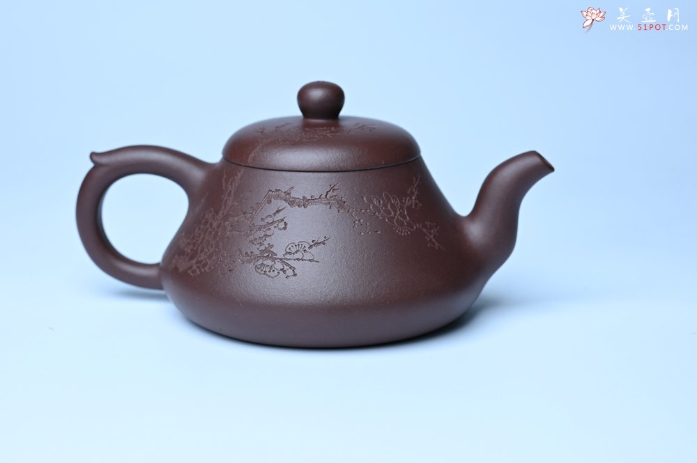 紫砂壶图片：潜力股周小培老师 全手工底槽青缘德壶 装饰通转梅花特文气 期待与您结缘 - 全手工紫砂壶网