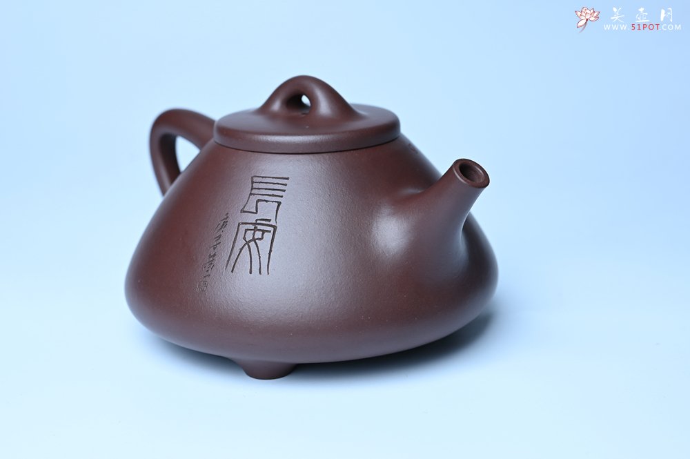 紫砂壶图片：特油润底曹青 全手工子冶石瓢 助工装饰菩萨坐骑瑞兽 - 全手工紫砂壶网