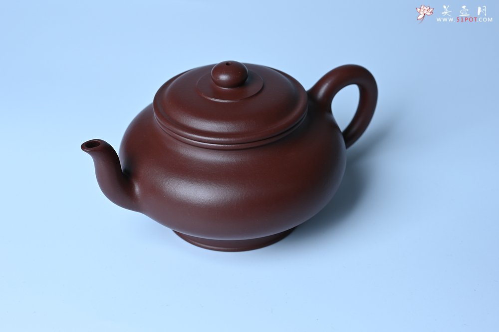 紫砂壶图片：油润黄龙山4号深井红皮龙 全手工摹顾景舟高虚扁 做工特好 - 全手工紫砂壶网