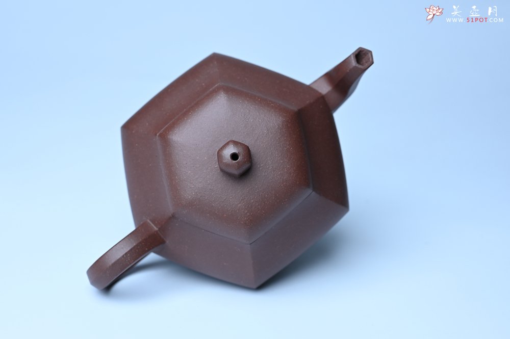 紫砂壶图片：美壶特惠 朱老师全手工六方君德壶 茶人醉爱 - 全手工紫砂壶网