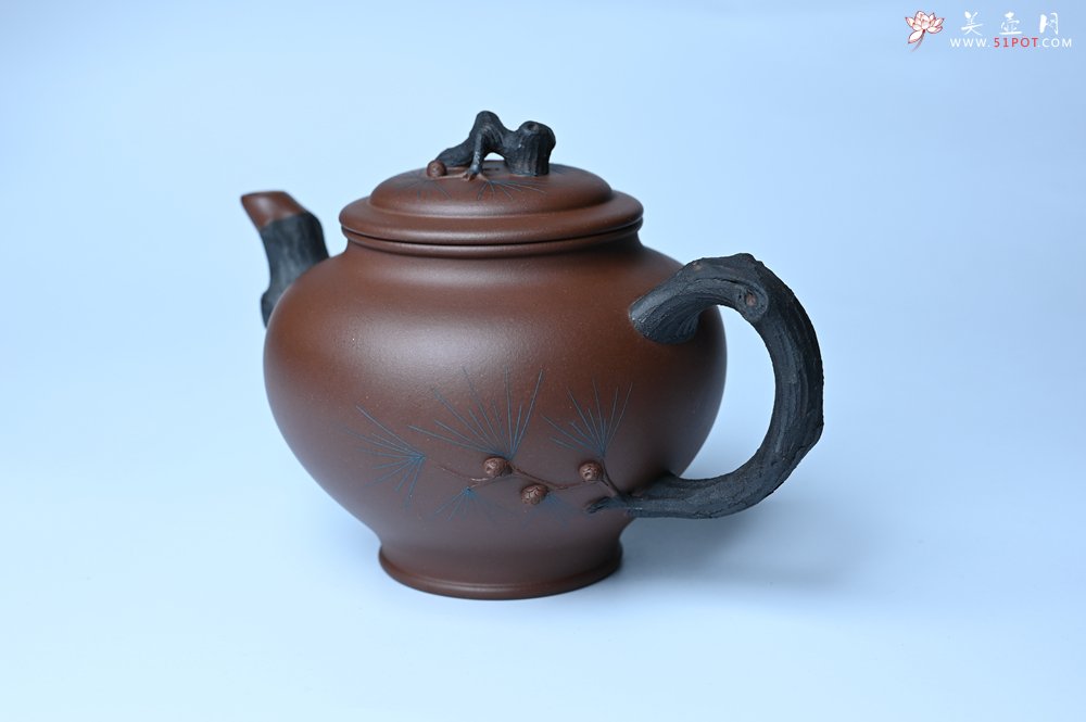 紫砂壶图片：美壶特惠 精致报春系列之松报春壶 - 全手工紫砂壶网
