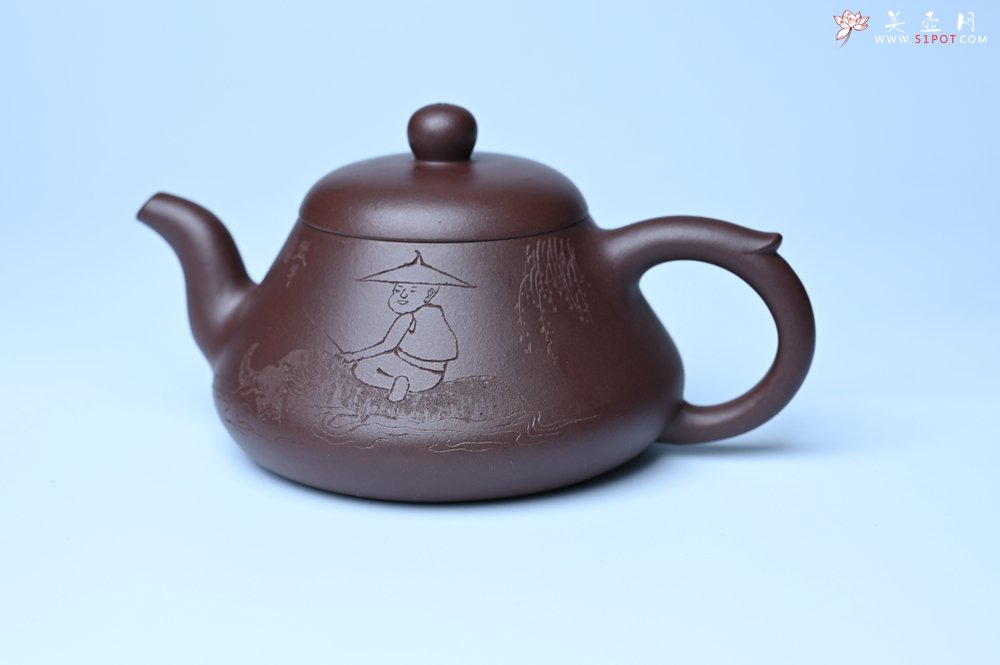 紫砂壶图片：潜力股周小培老师全手工底槽青缘德壶（借问酒家何处有）牧童遥指杏花村 期待与您结缘 - 全手工紫砂壶网
