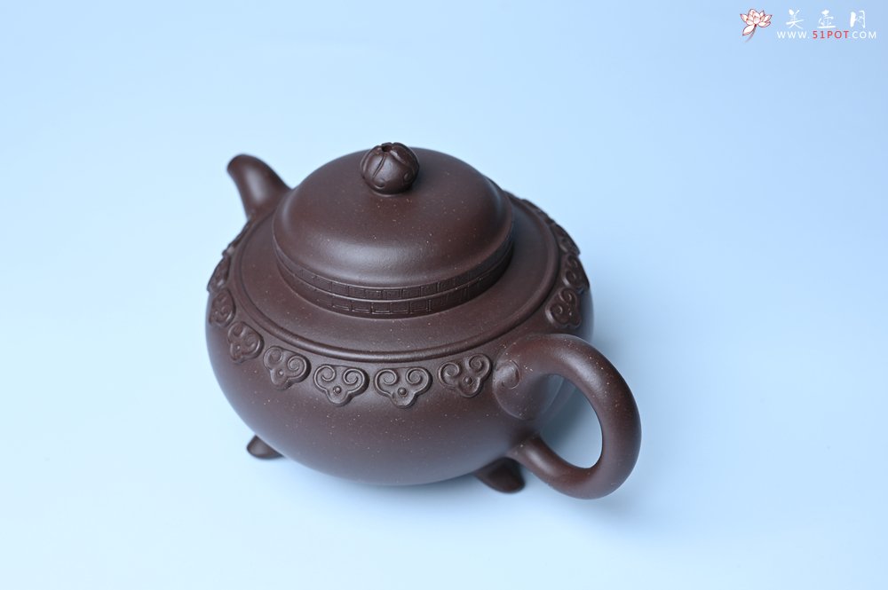 紫砂壶图片：美壶特惠 精致紫泥云肩如意壶 茶人醉爱 - 全手工紫砂壶网