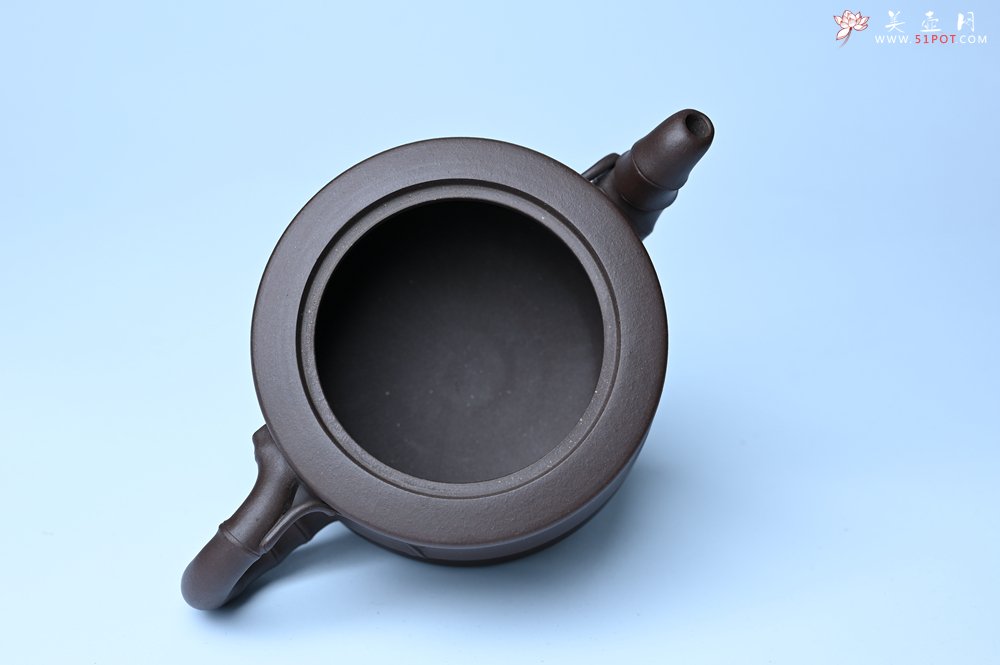 紫砂壶图片：美壶特惠 精致老紫泥可心竹段壶 茶人醉爱 - 全手工紫砂壶网