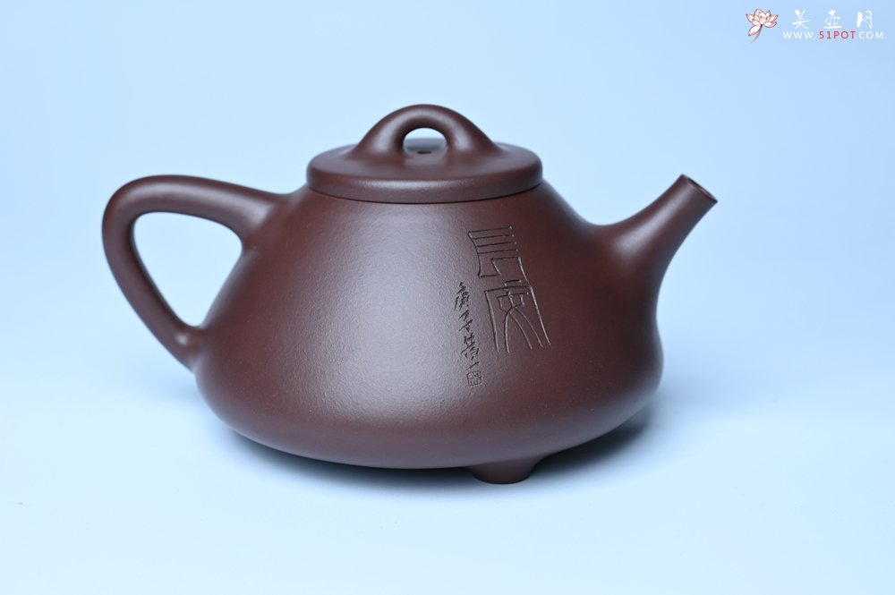 紫砂壶图片：特油润底曹青 全手工子冶石瓢 助工装饰菩萨坐骑瑞兽 - 全手工紫砂壶网