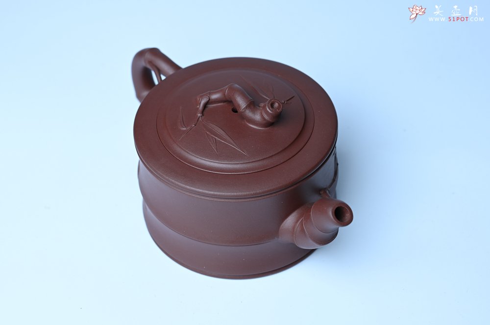 紫砂壶图片：美壶特惠 精致紫泥可心竹段壶 茶人醉爱 - 全手工紫砂壶网