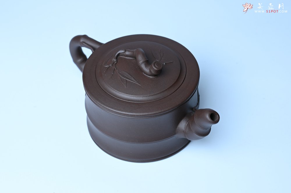 紫砂壶图片：美壶特惠 精致老紫泥可心竹段壶 茶人醉爱 - 全手工紫砂壶网