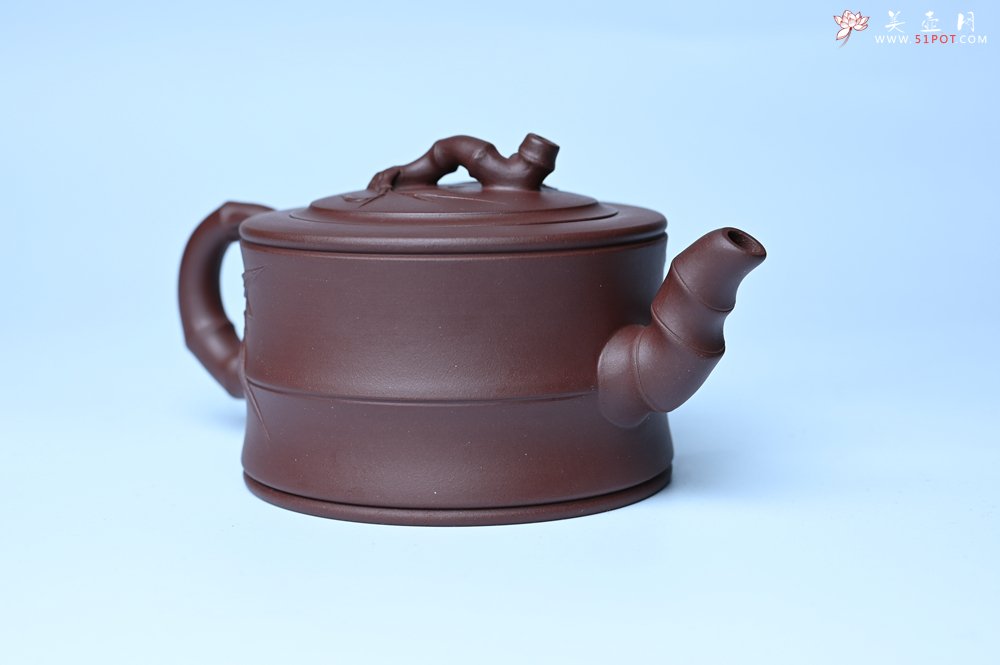 紫砂壶图片：美壶特惠 精致紫泥可心竹段壶 茶人醉爱 - 全手工紫砂壶网