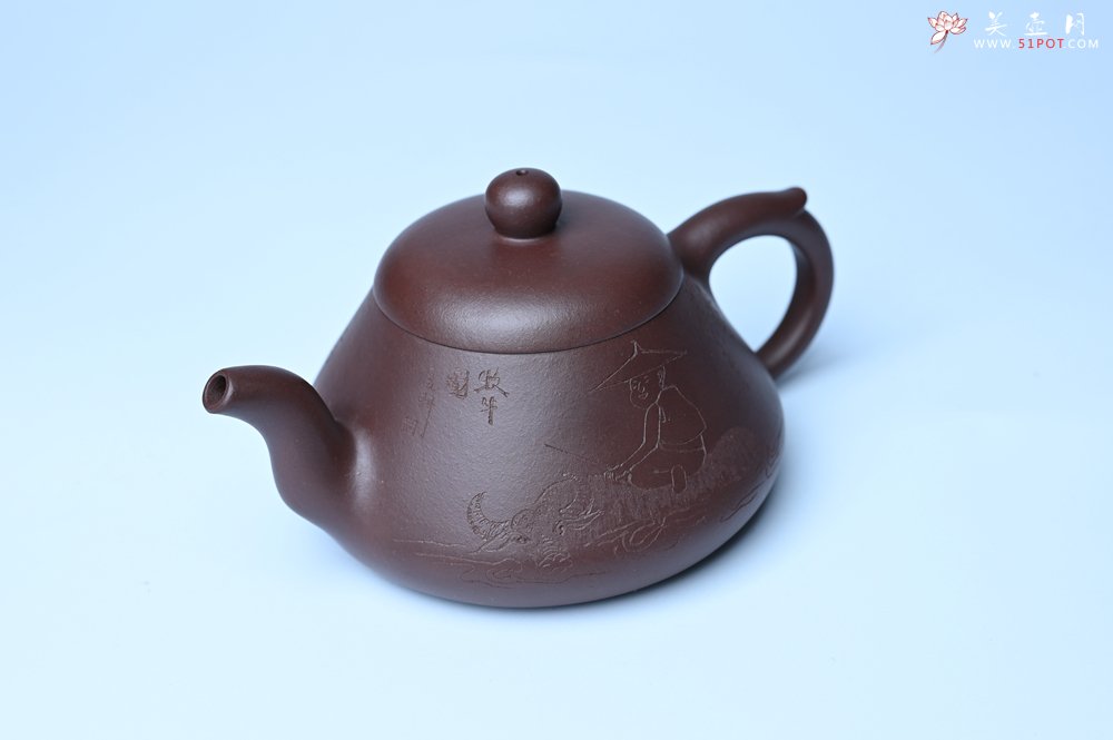 紫砂壶图片：潜力股周小培老师全手工底槽青缘德壶（借问酒家何处有）牧童遥指杏花村 期待与您结缘 - 全手工紫砂壶网