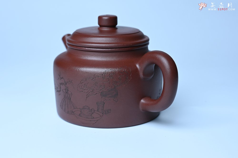 紫砂壶图片：油润黄龙山4号深井红皮龙 全手工德中壶 做工特好 装饰清供图 特文气 - 全手工紫砂壶网