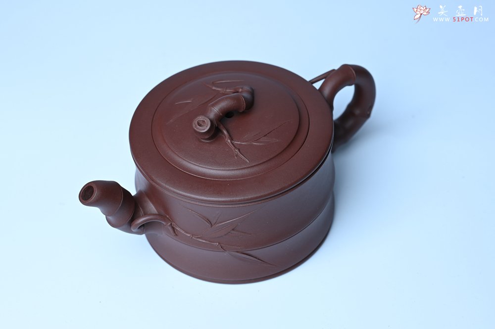 紫砂壶图片：美壶特惠 精致紫泥可心竹段壶 茶人醉爱 - 全手工紫砂壶网