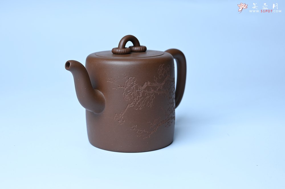 紫砂壶图片：美壶特惠 潜力股王静然 优质紫泥双圈壶 春风大雅能容物 装饰文雅 - 全手工紫砂壶网