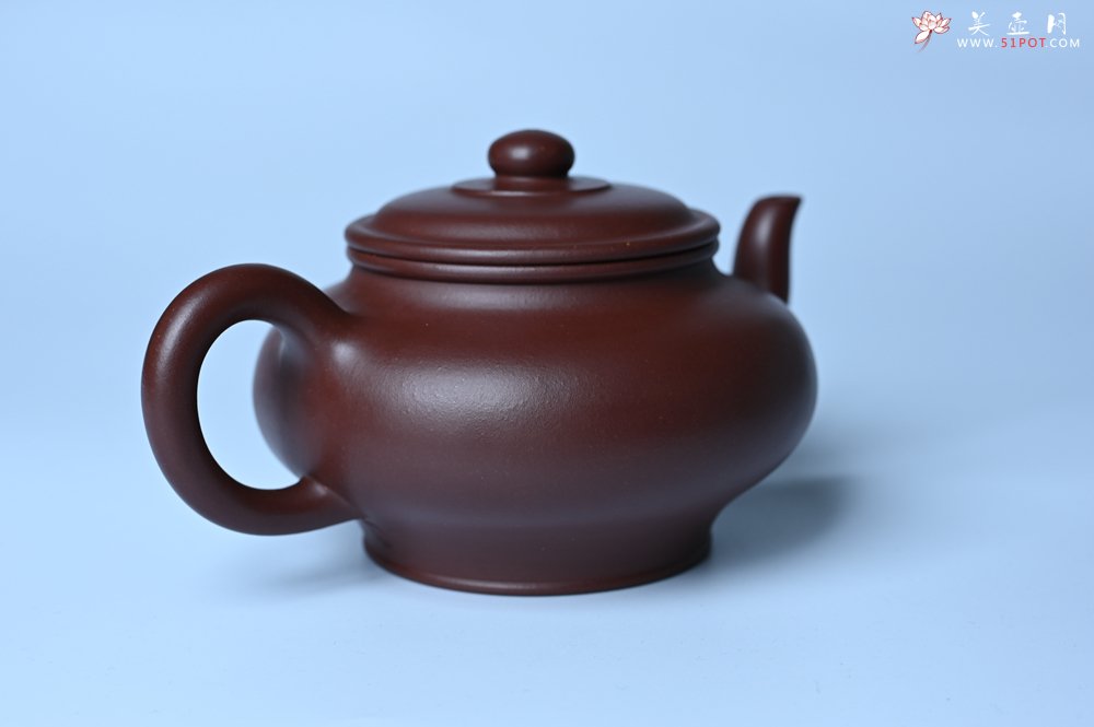 紫砂壶图片：油润黄龙山4号深井红皮龙 全手工摹顾景舟高虚扁 做工特好 - 全手工紫砂壶网