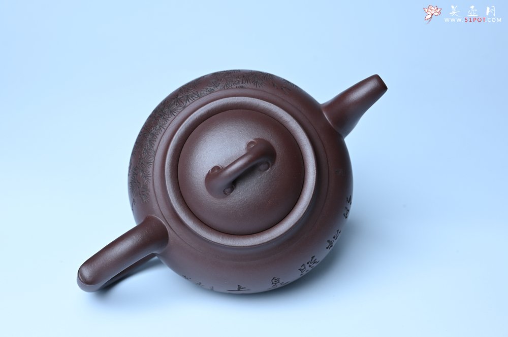 紫砂壶图片：特油润底曹青 全手工大蕴存心壶 卡盖难度相当大 明月松间照 清泉石上流 期待与亲结缘 - 全手工紫砂壶网