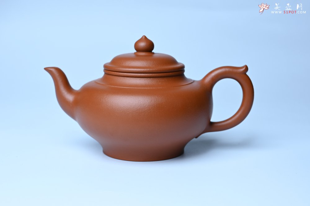 紫砂壶图片：潜力股周小培全手工演绎朱泥笑樱壶 中品难度大 - 全手工紫砂壶网