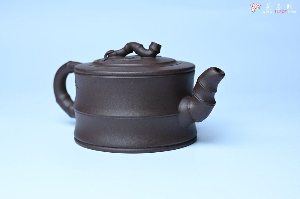 紫砂壶图片：美壶特惠 精致老紫泥可心竹段壶 茶人醉爱 - 全手工紫砂壶网