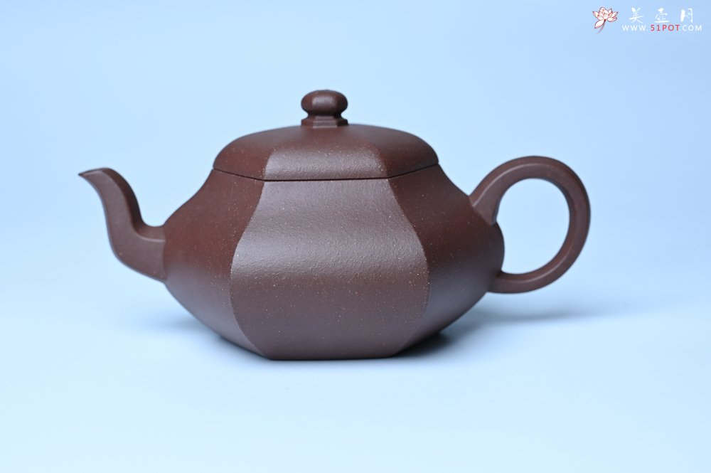 紫砂壶图片：美壶特惠 朱老师全手工六方君德壶 茶人醉爱 - 全手工紫砂壶网