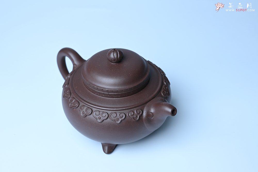 紫砂壶图片：美壶特惠 精致紫泥云肩如意壶 茶人醉爱 - 全手工紫砂壶网