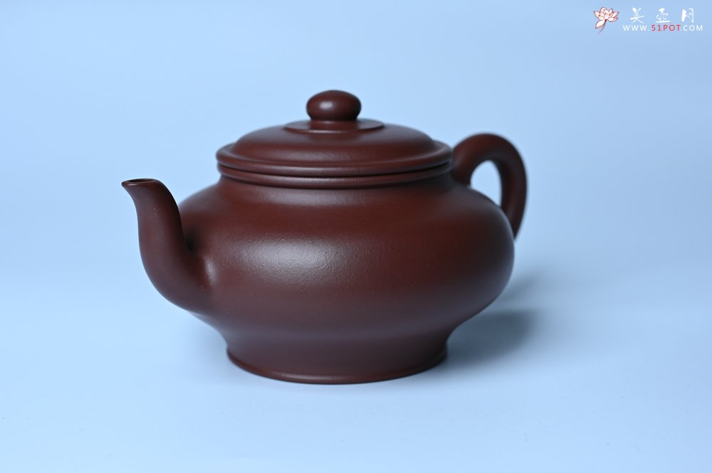 紫砂壶图片：油润黄龙山4号深井红皮龙 全手工摹顾景舟高虚扁 做工特好 - 全手工紫砂壶网