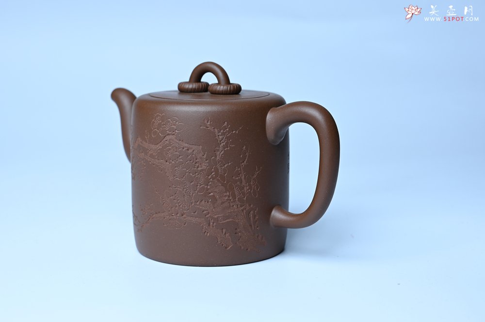 紫砂壶图片：美壶特惠 潜力股王静然 优质紫泥双圈壶 春风大雅能容物 装饰文雅 - 全手工紫砂壶网