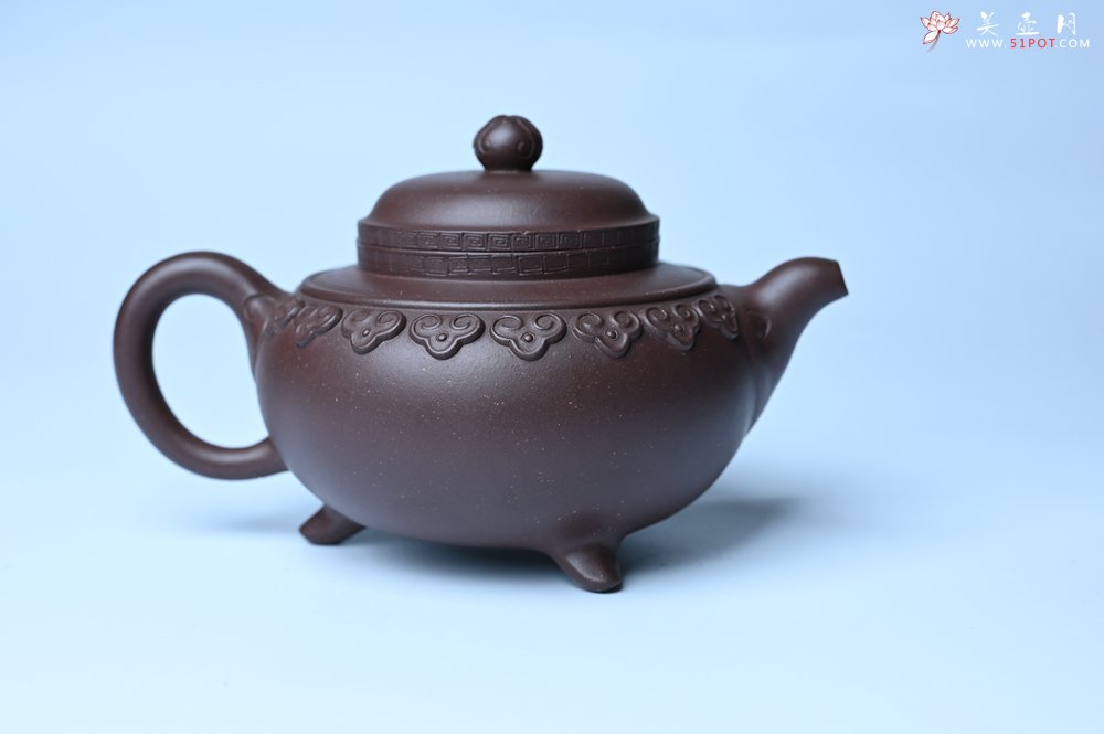 紫砂壶图片：美壶特惠 精致紫泥云肩如意壶 茶人醉爱 - 全手工紫砂壶网